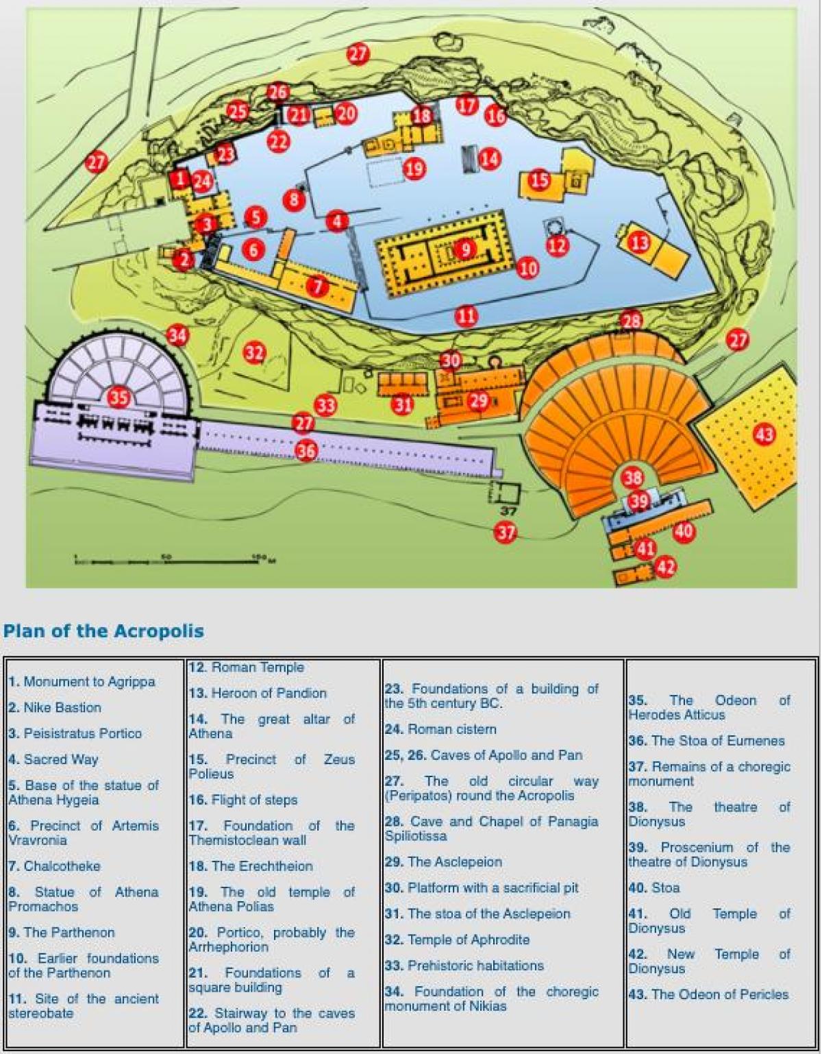 Acropoli Ingresso Sulla Mappa Mappa Area Dell Acropoli Di Atene Grecia