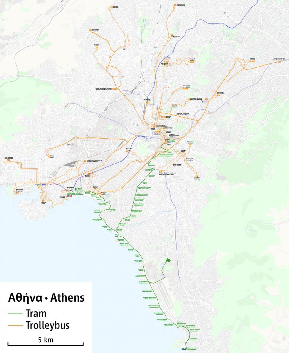 Atene filobus mappa del percorso