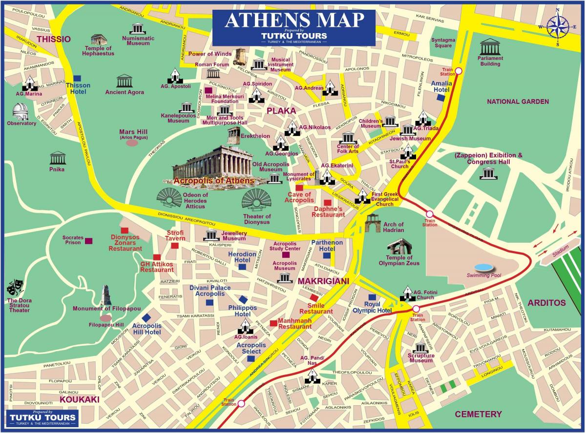 mappa turistica di Atene, grecia