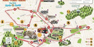 Atene hop on hop off bus route map