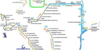Mappa di liosion stazione degli autobus di Atene 