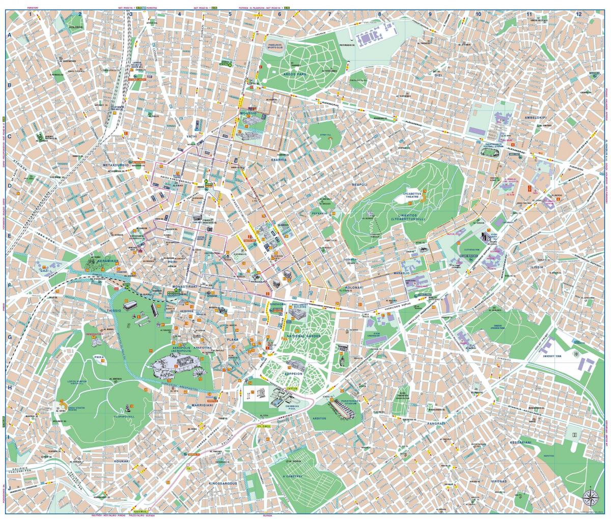 mappa di Atene e la zona circostante