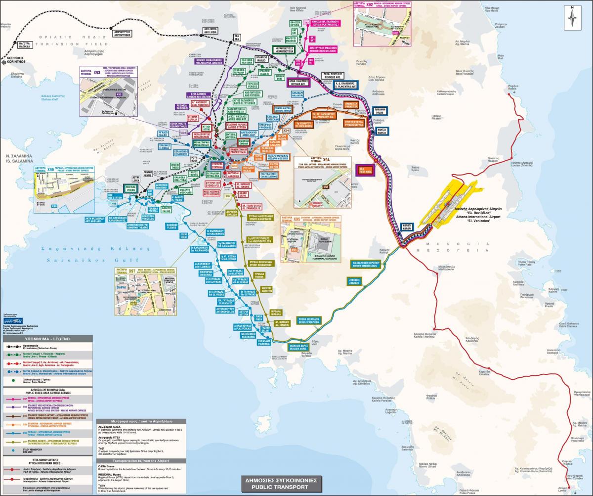Atene, grecia linee di autobus mappa