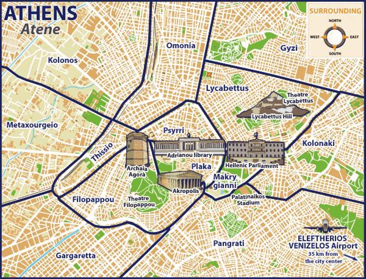 Atene Quartiere Mappa Atene Mappa Quartieri Grecia