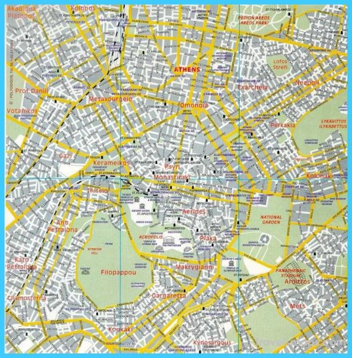 mappa di Atene in grecia quartieri
