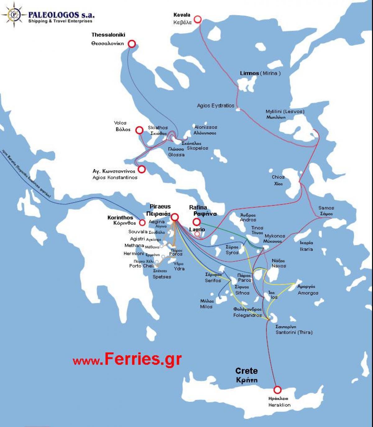 mappa di Atene traghetto