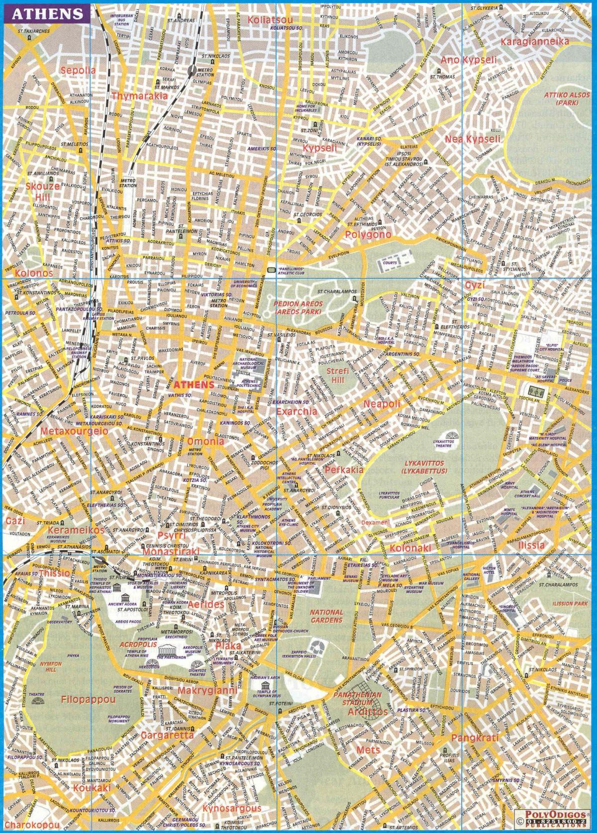 mappa della città di Atene, grecia