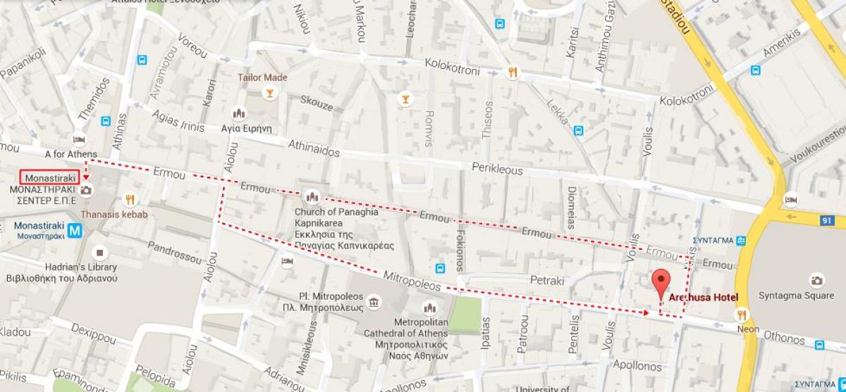 mappa di ermou street, Atene