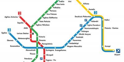 Mappa di Atene metro per l'aeroporto