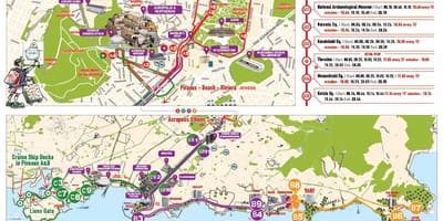 Atene hop on hop off bus route map
